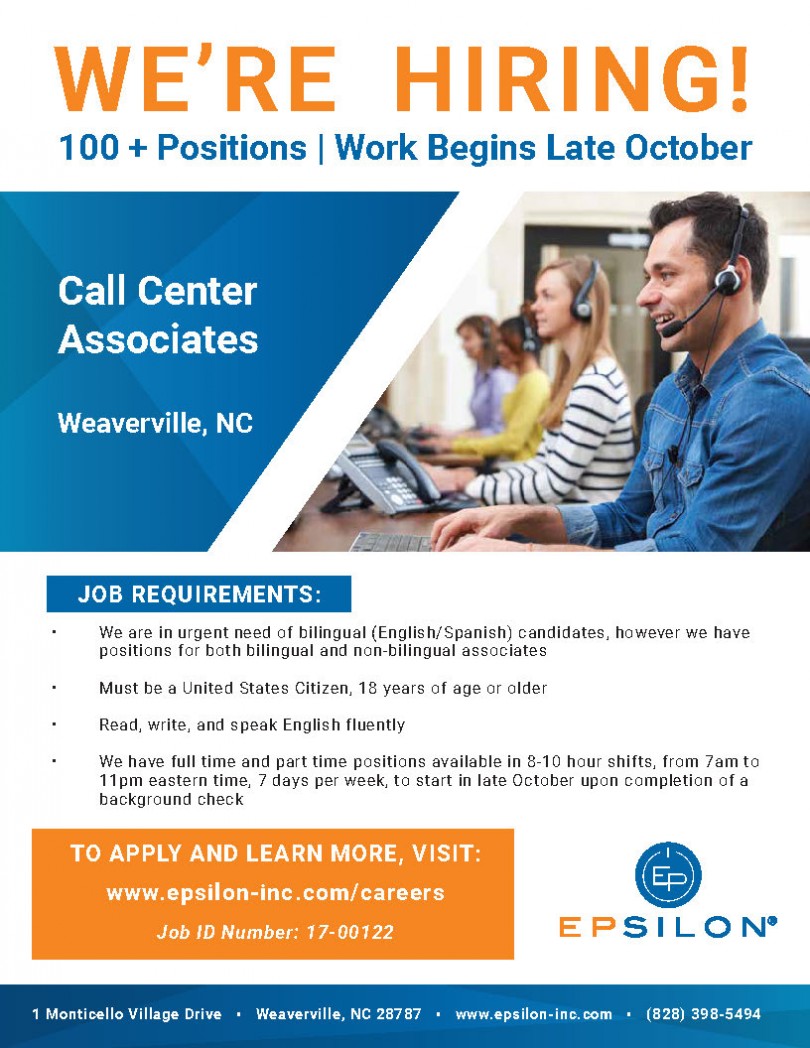 epsilon call center hiring associates madison county chamber of we re hiring flyer