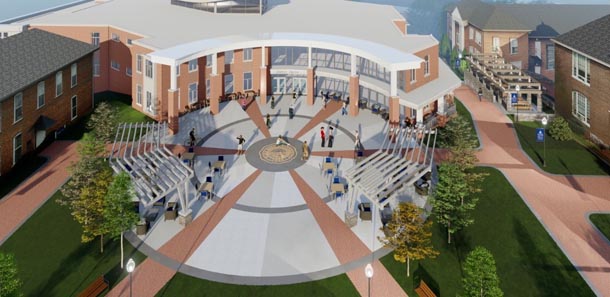 Architectural rendering of the new campus center planned for Mars Hill University.